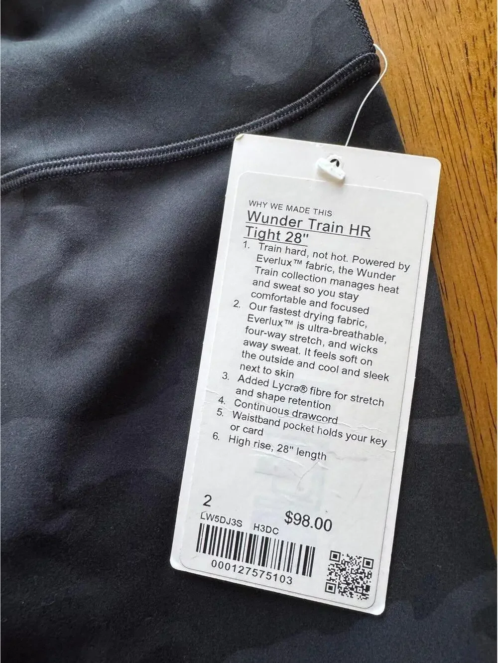 Lululemon Wunder Train High Rise 28” Heritage Camo Black Size 2 NWT